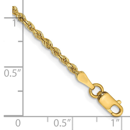 14K Gelbgold 2.00mm Diamantiert Leicht Kordel Halskette