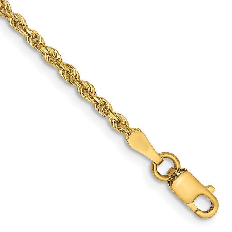 14K Gelbgold 2.00mm Diamantiert Leicht Kordel Halskette