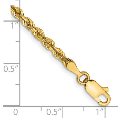 14K Gelbgold 3.0mm Diamantiert Leicht Kordel Halskette