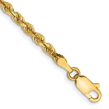 14K Gelbgold 3.0mm Diamantiert Leicht Kordel Halskette