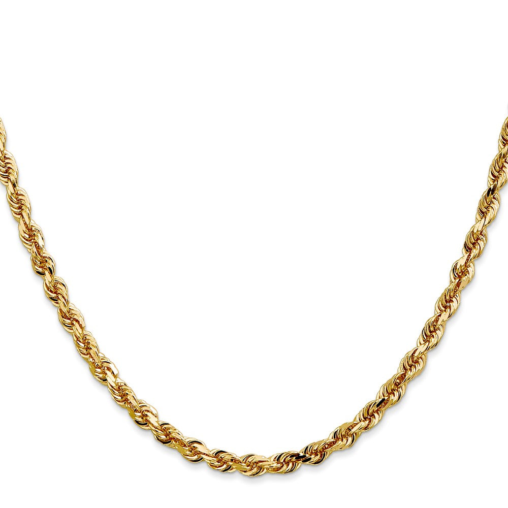 14K Gelbgold 4mm Diamantiert Leicht Kordel Halskette