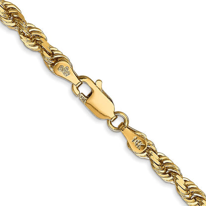 14K Gelbgold 4mm Diamantiert Leicht Kordel Halskette