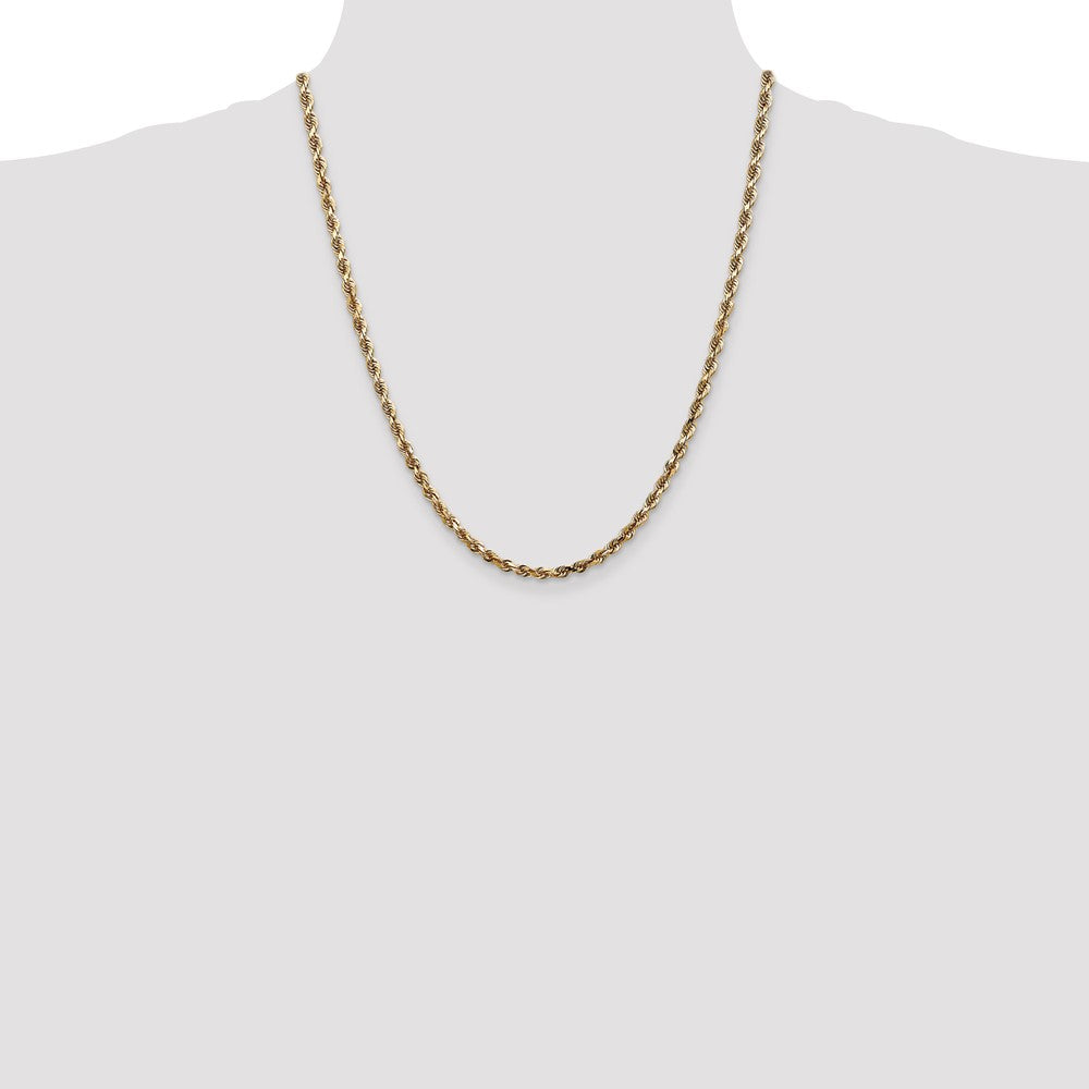 14K Gelbgold 4mm Diamantiert Leicht Kordel Halskette