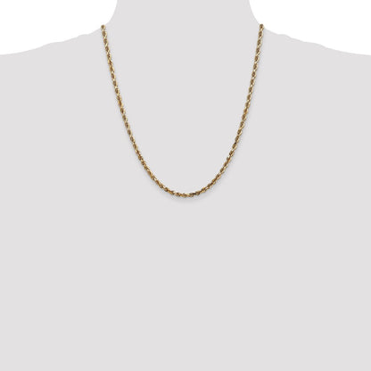 14K Gelbgold 4mm Diamantiert Leicht Kordel Halskette