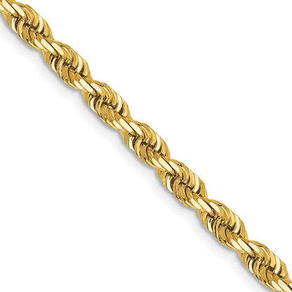 14K Gelbgold 4mm Diamantiert Leicht Kordel Halskette