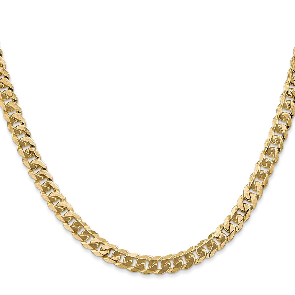 14K Weißgold 5.75mm Flach Abgeschrägt Panzer Halskette