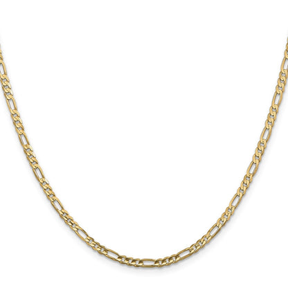 14K Gelbgold 3mm Konkav Offen Figaro Halskette