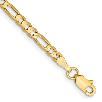14K Gelbgold 3mm Konkav Offen Figaro Gliederarmband