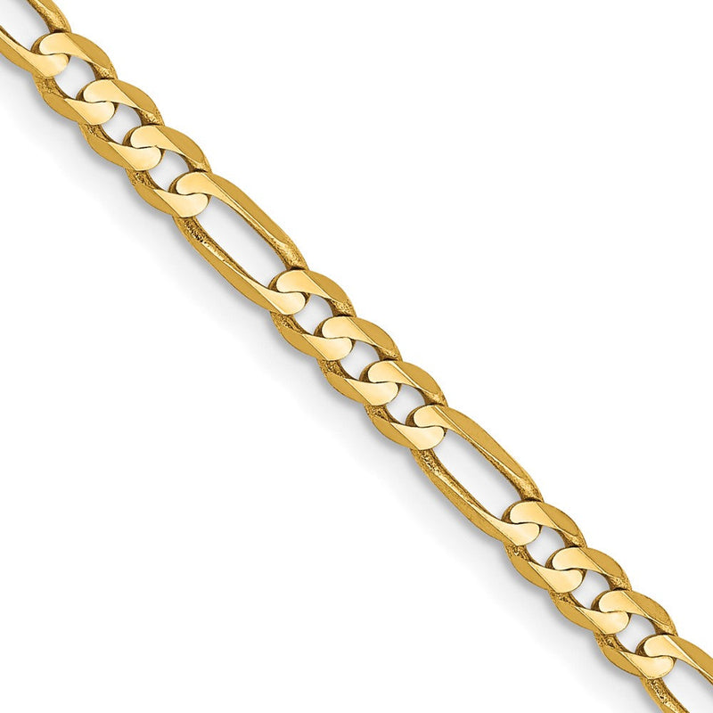 14K Gelbgold 3mm Konkav Offen Figaro Halskette