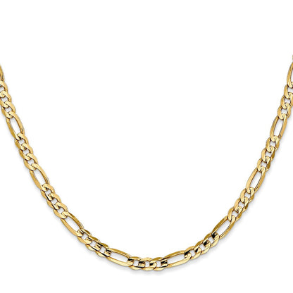 14K Gelbgold 4mm Konkav Offen Figaro Halskette
