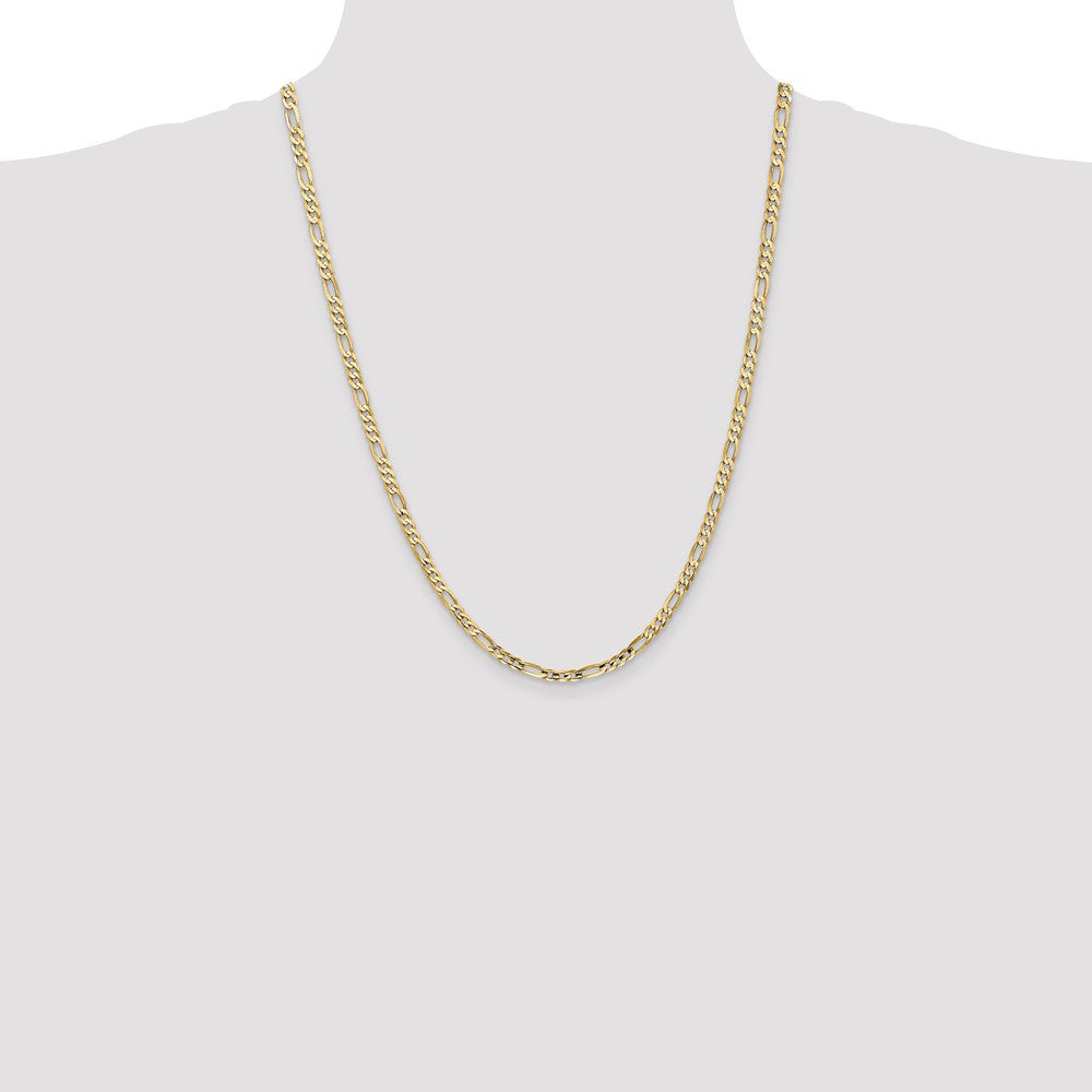 14K Gelbgold 4mm Konkav Offen Figaro Halskette