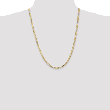 14K Gelbgold 4mm Konkav Offen Figaro Halskette
