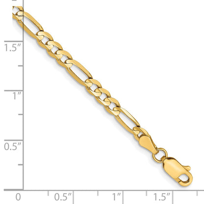 14K Gelbgold 4mm Konkav Offen Figaro Gliederarmband