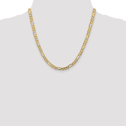 14K Gelbgold 5.5mm Konkav Offen Figaro Halskette