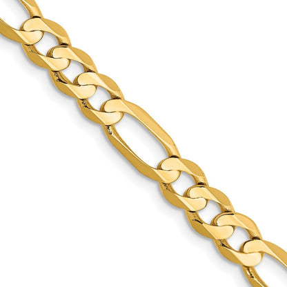 14K Gelbgold 5.5mm Konkav Offen Figaro Halskette