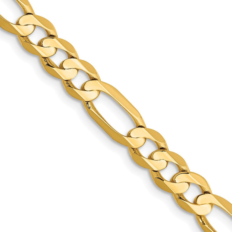 14K Gelbgold 5.5mm Konkav Offen Figaro Halskette