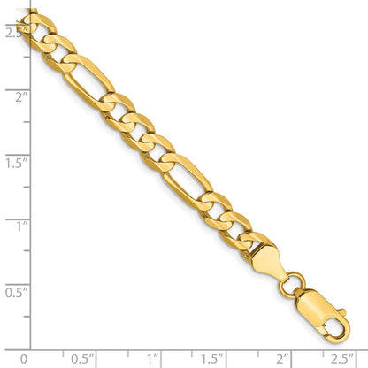 14K Gelbgold 6mm Konkav Offen Figaro Halskette