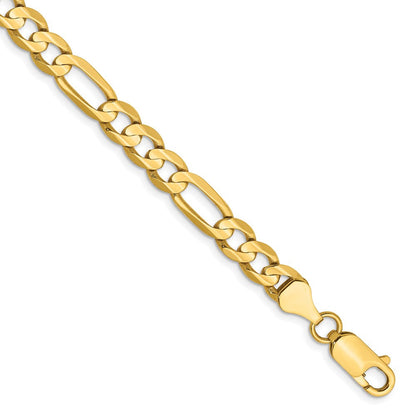 14K Gelbgold 6mm Konkav Offen Figaro Halskette