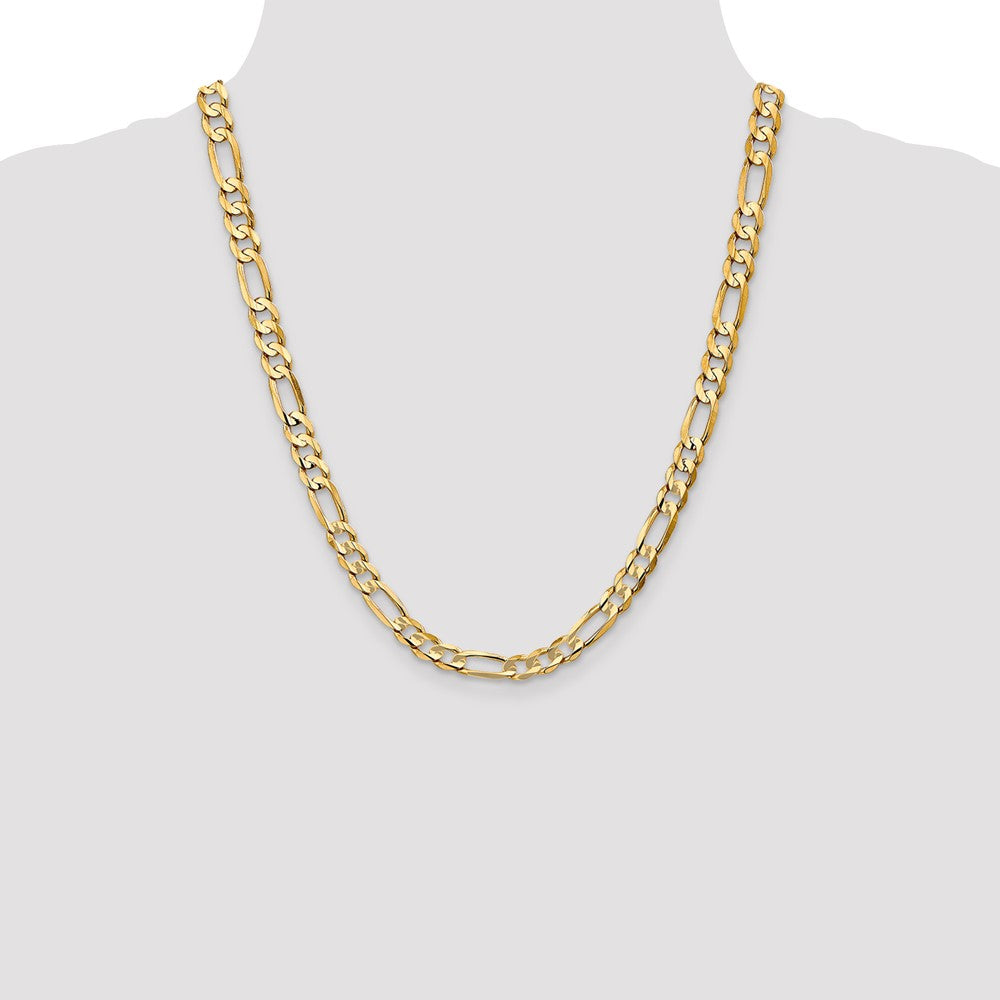 14K Gelbgold 6.75mm Konkav Offen Figaro Halskette