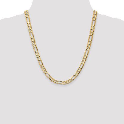14K Gelbgold 6.75mm Konkav Offen Figaro Halskette