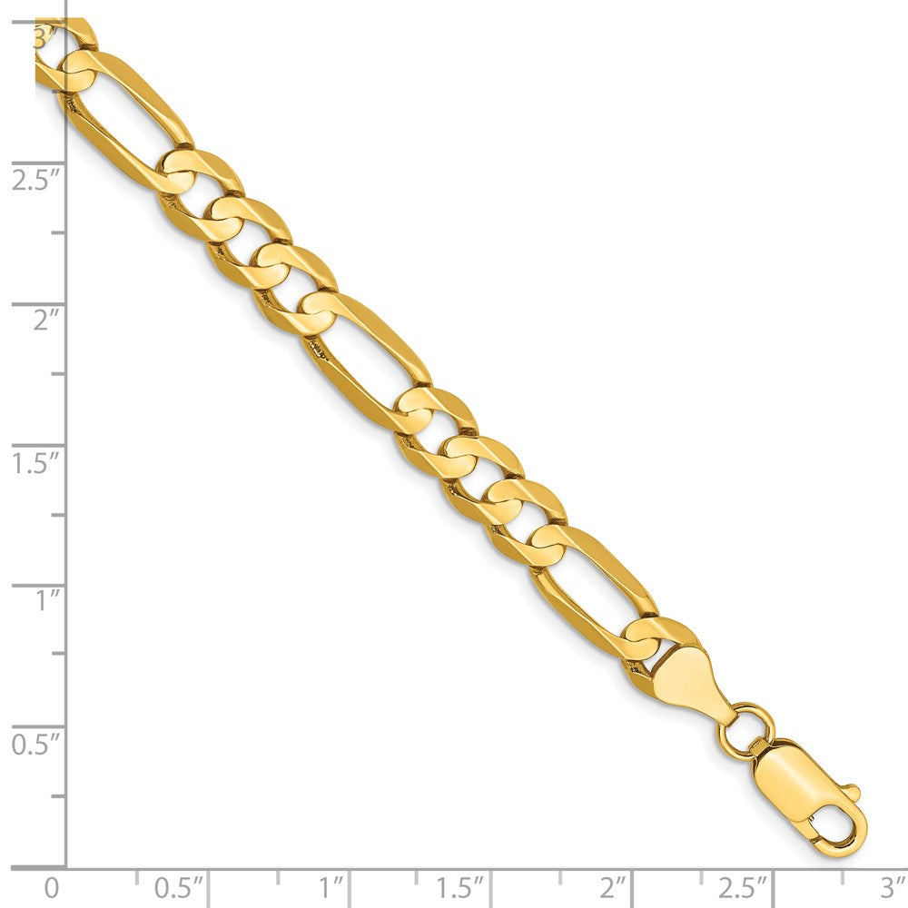 14K Gelbgold 6.75mm Konkav Offen Figaro Gliederarmband