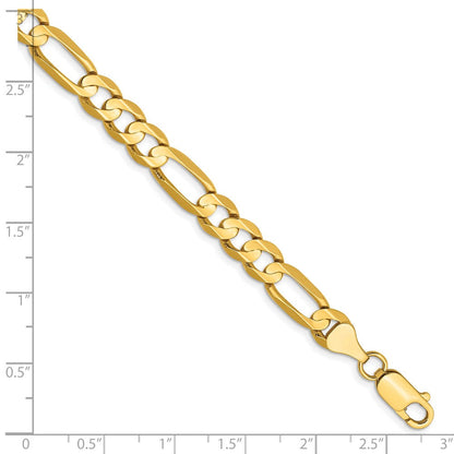14K Gelbgold 6.75mm Konkav Offen Figaro Gliederarmband