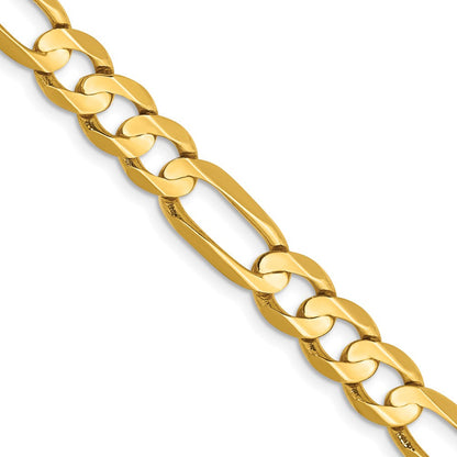 14K Gelbgold 6.75mm Konkav Offen Figaro Halskette