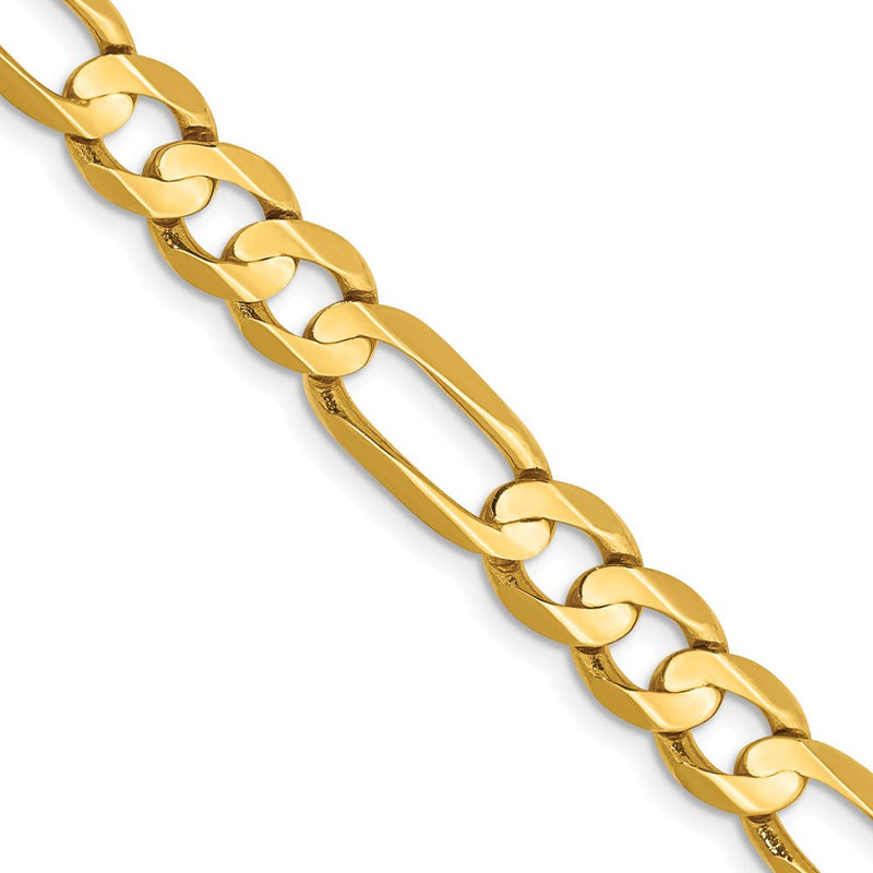 14K Gelbgold 6.75mm Konkav Offen Figaro Halskette