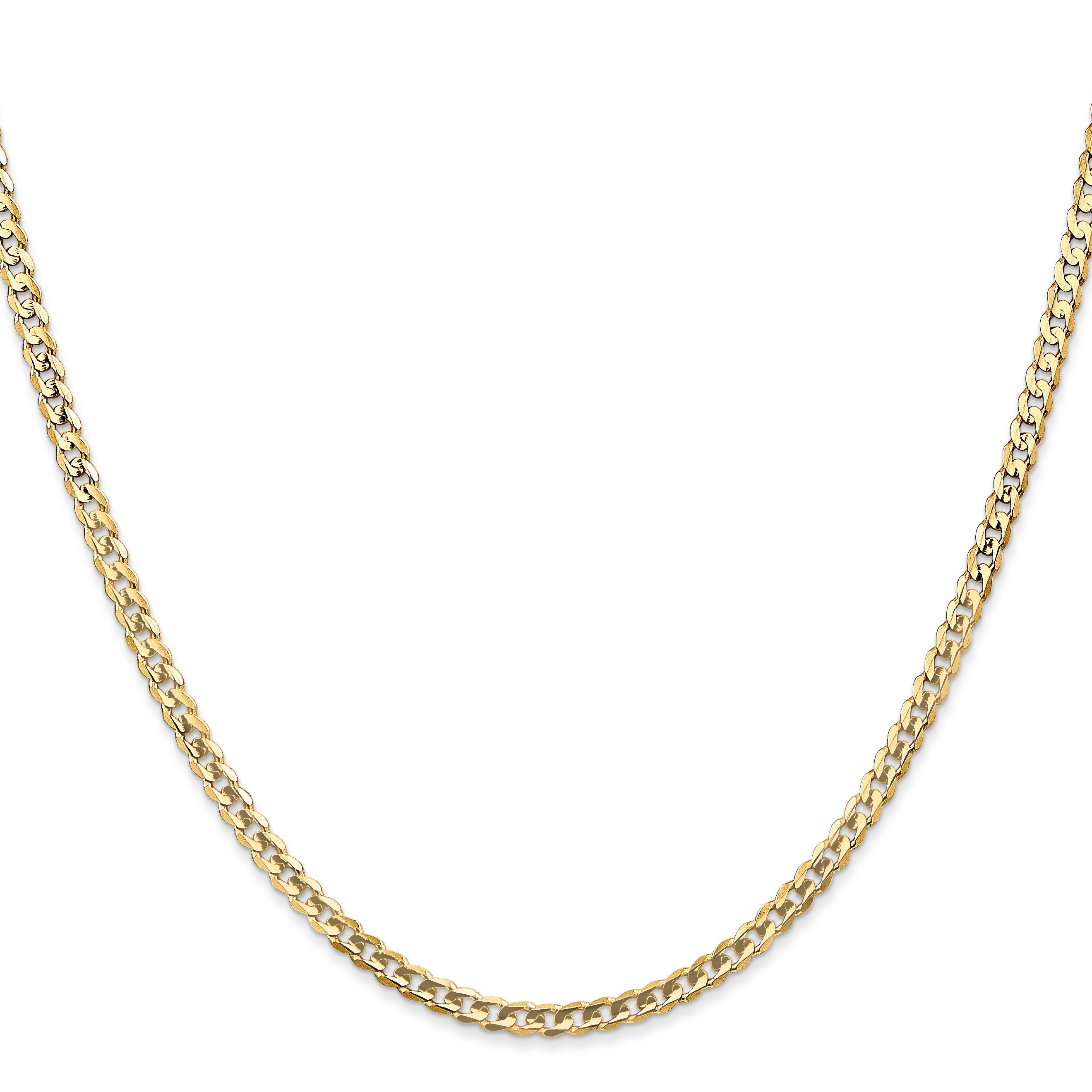 14K Gelbgold 3mm Offen Konkav Panzer Halskette