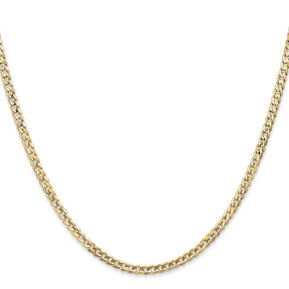 14K Gelbgold 3mm Offen Konkav Panzer Halskette