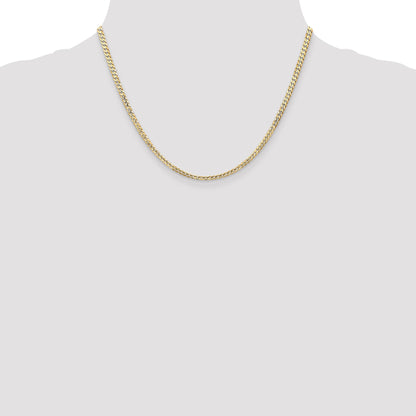 14K Gelbgold 3mm Offen Konkav Panzer Halskette