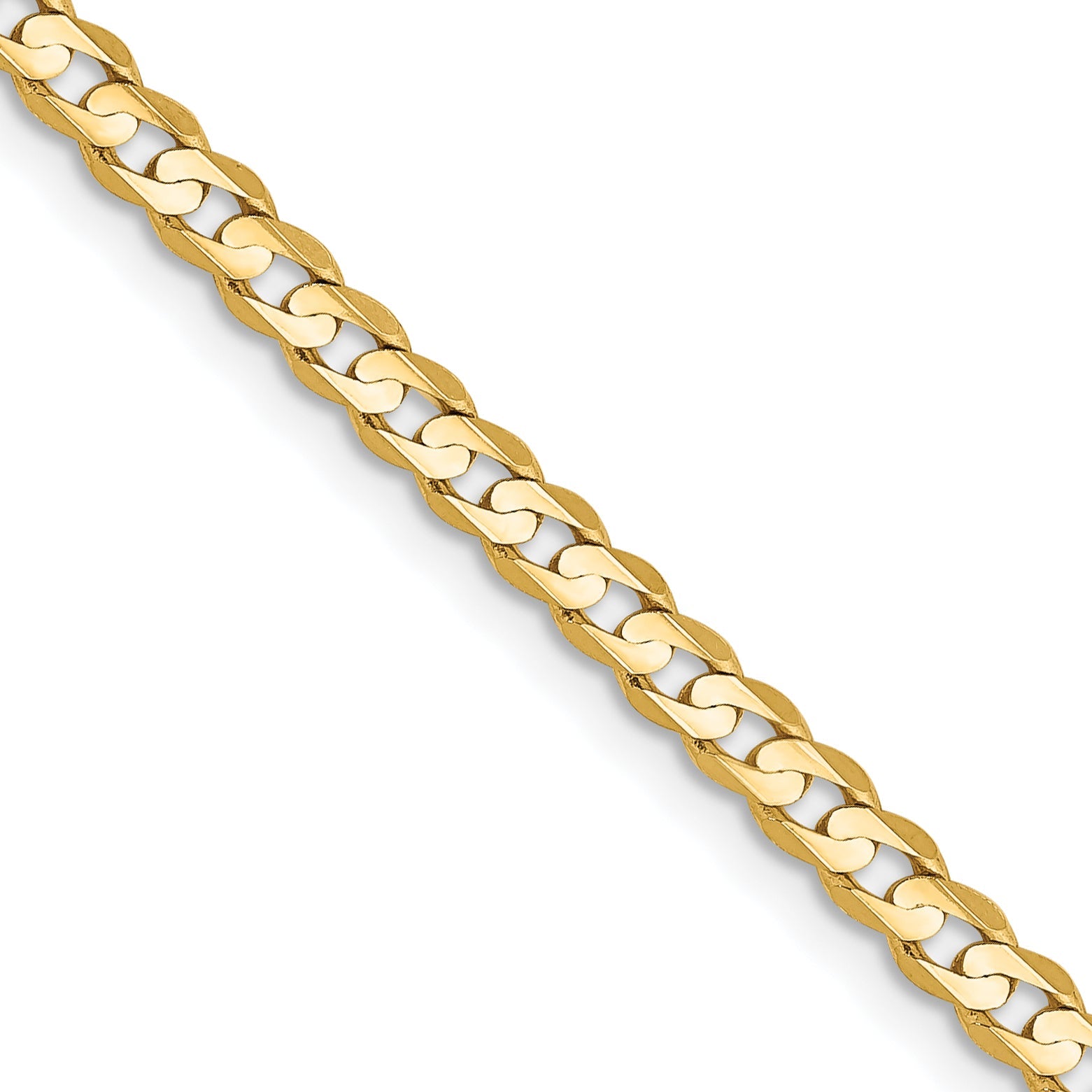 14K Gelbgold 3mm Offen Konkav Panzer Halskette