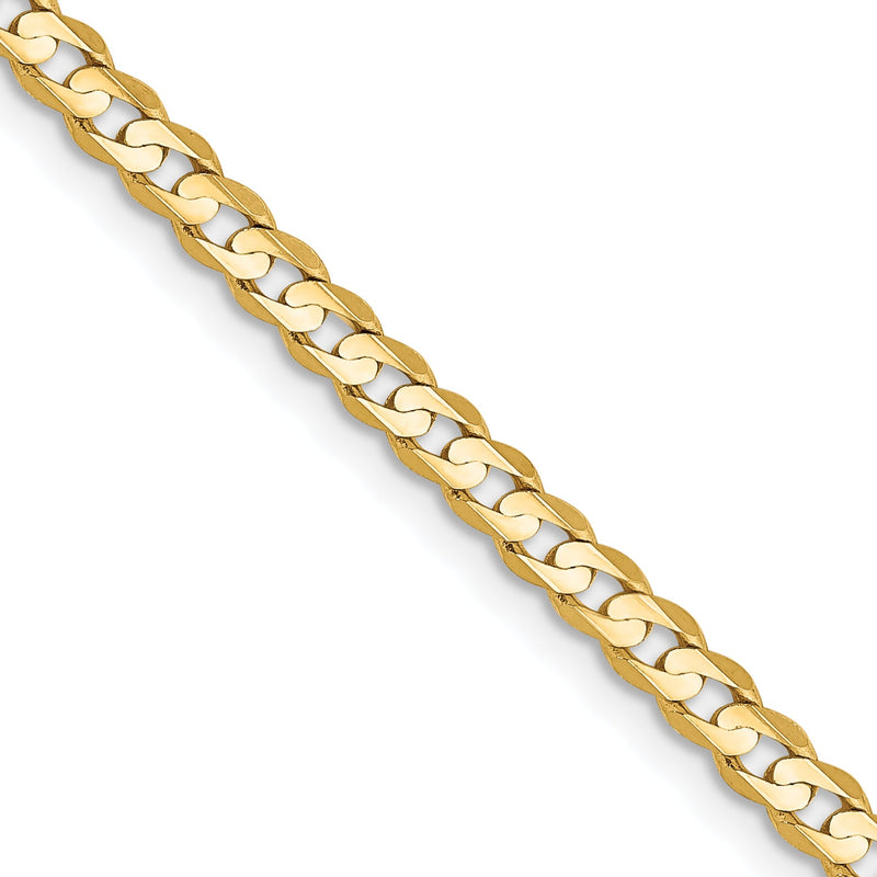14K Gelbgold 3mm Offen Konkav Panzer Halskette