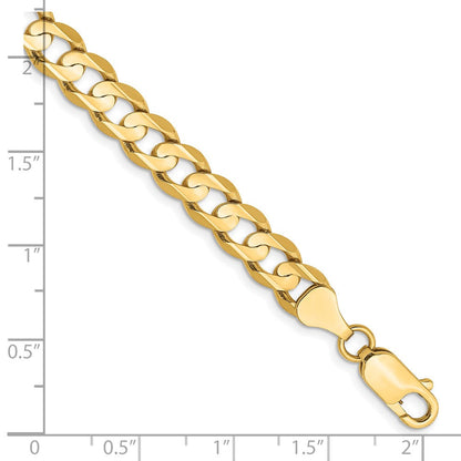 14K Gelbgold 6.75mm Offen Konkav Panzer Gliederarmband