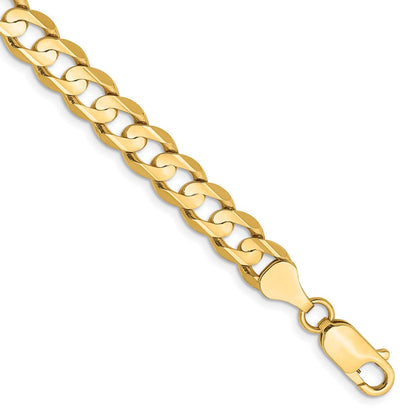 14K Gelbgold 6.75mm Offen Konkav Panzer Gliederarmband