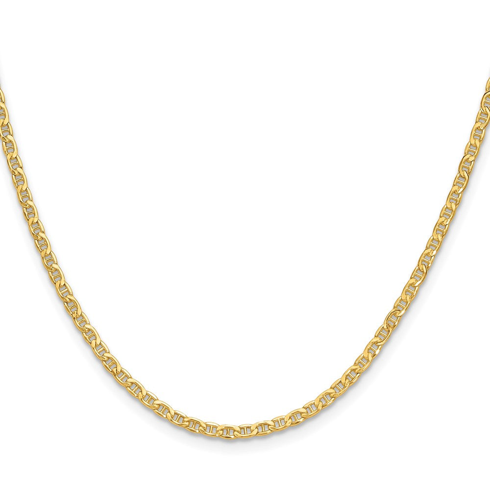 14K Gelbgold 2.4mm Halbmassiv Anker Halskette