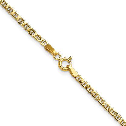 14K Gelbgold 2.4mm Halbmassiv Anker Halskette