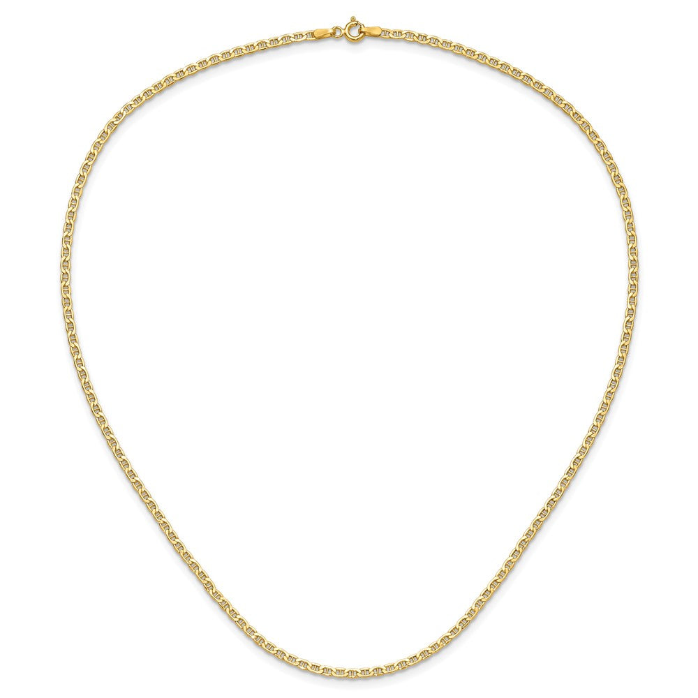 14K Gelbgold 2.4mm Halbmassiv Anker Halskette