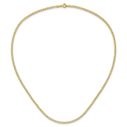 14K Gelbgold 2.4mm Halbmassiv Anker Halskette