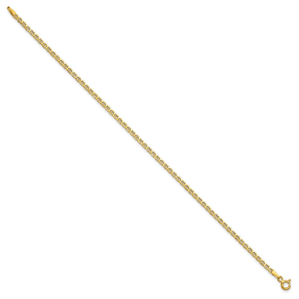 14K Gelbgold 2.4mm Halbmassiv Anker Gliederarmband