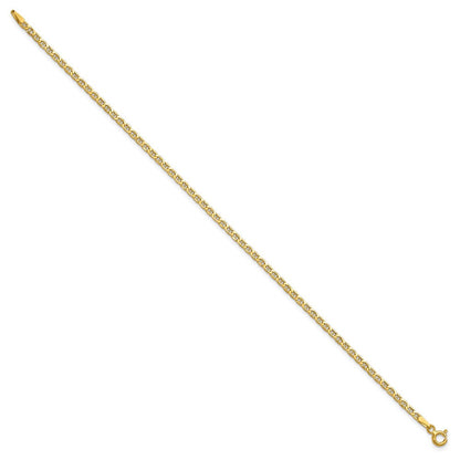 14K Gelbgold 2.4mm Halbmassiv Anker Gliederarmband