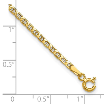 14K Gelbgold 2.4mm Halbmassiv Anker Gliederarmband