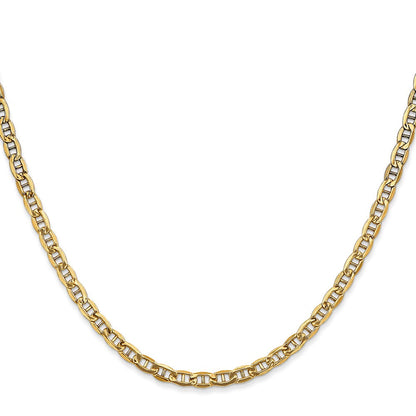14K Gelbgold 3.2mm Halbmassiv Anker Halskette