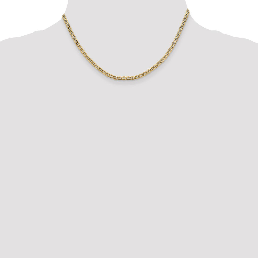 14K Gelbgold 3.2mm Halbmassiv Anker Halskette