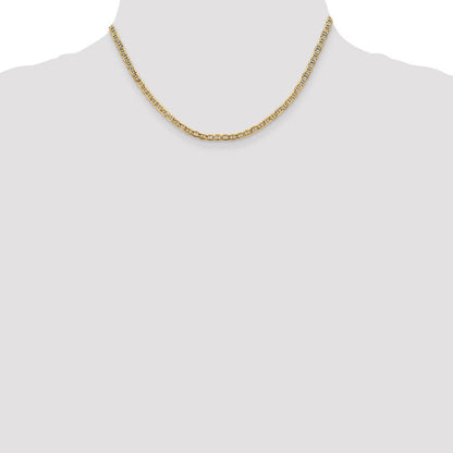14K Gelbgold 3.2mm Halbmassiv Anker Halskette