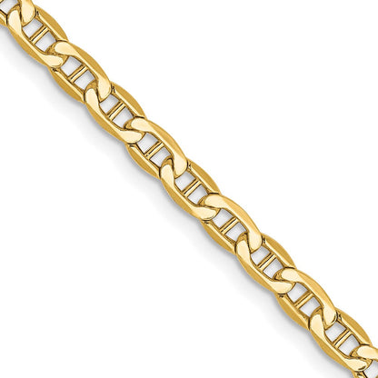 14K Gelbgold 3.2mm Halbmassiv Anker Halskette