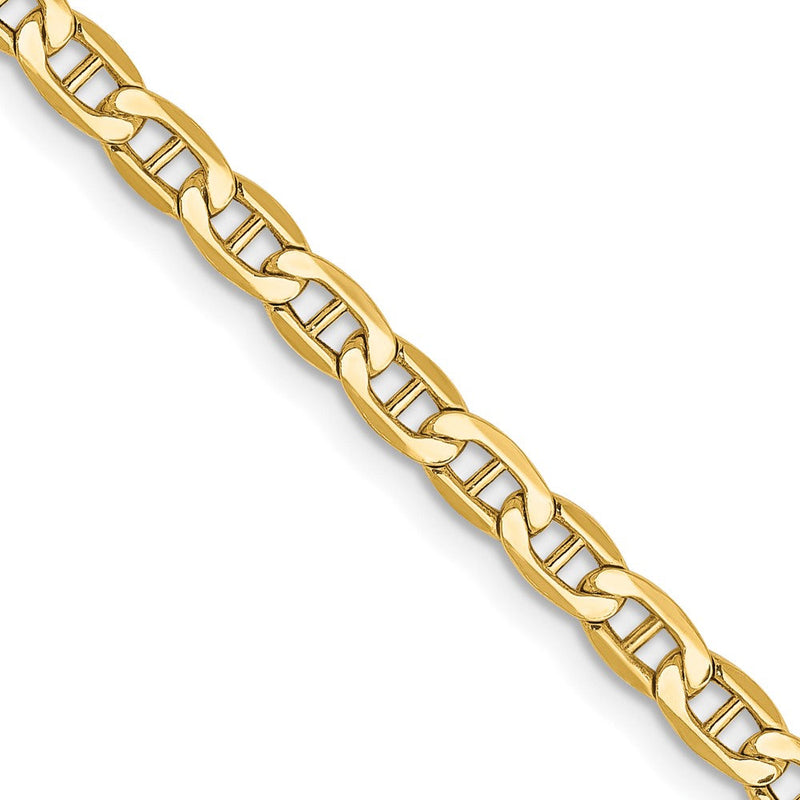 14K Gelbgold 3.2mm Halbmassiv Anker Halskette