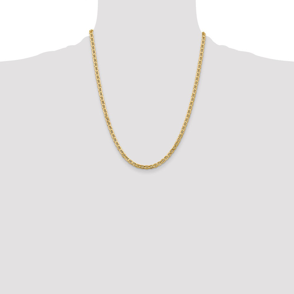 14K Gelbgold 4mm Halbmassiv Anker Halskette