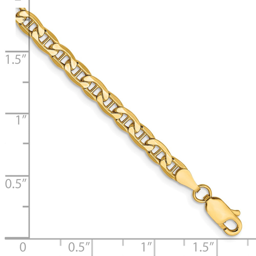 14K Gelbgold 4mm Halbmassiv Anker Gliederarmband