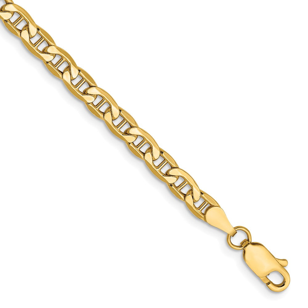 14K Gelbgold 4mm Halbmassiv Anker Gliederarmband